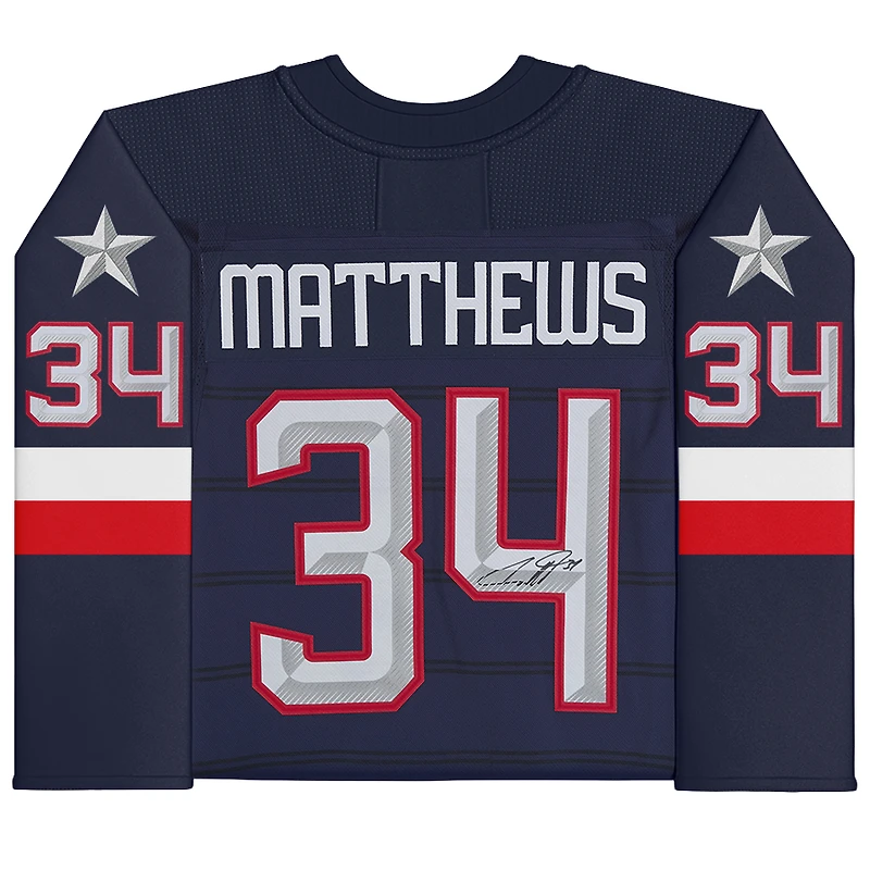 Auston Matthews USA Autographed Navy 4 Nations Face-Off Fanatics Premium Jersey  