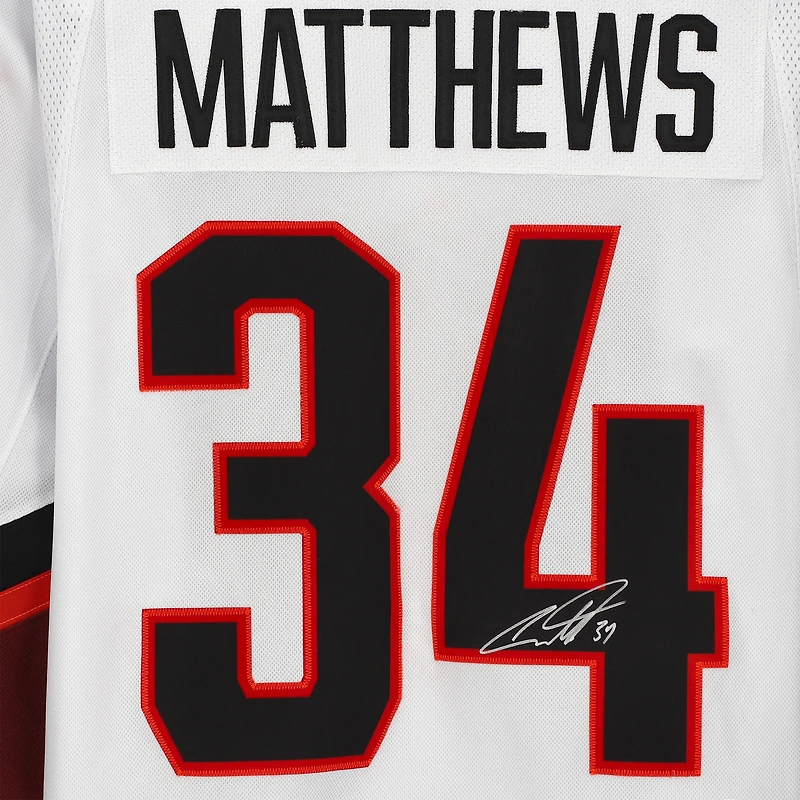 Maillot adidas authentique autographié par Auston Matthews White des Maple Leafs de Toronto pour le match des étoiles de la LNH 2022