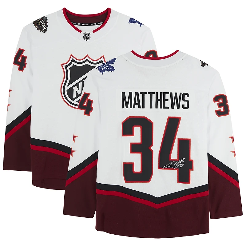 Maillot autographié par Auston Matthews White des Maple Leafs de Toronto Fanatics Breakaway du match des étoiles de la LNH 2022
