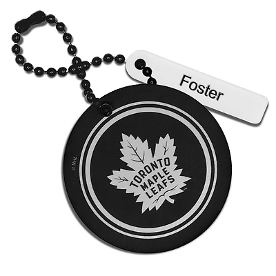 Black Toronto Maple Leafs Personalized Leather Round Bag Tag