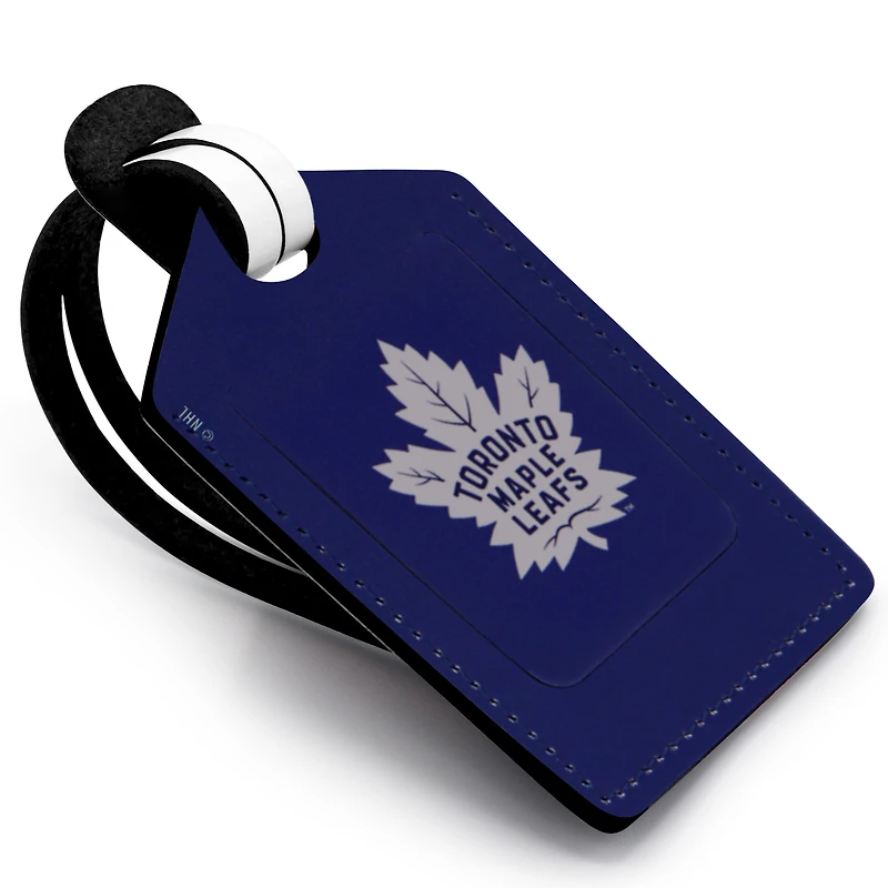 Étiquette de bagage en cuir personnalisée Maple Leafs de Toronto bleu