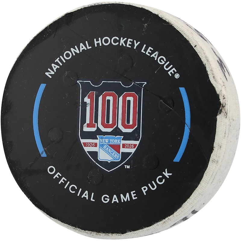 Easton Cowan Toronto Maple Leafs Game-Used Goal Puck from March 5, 2026 vs. New York Rangers