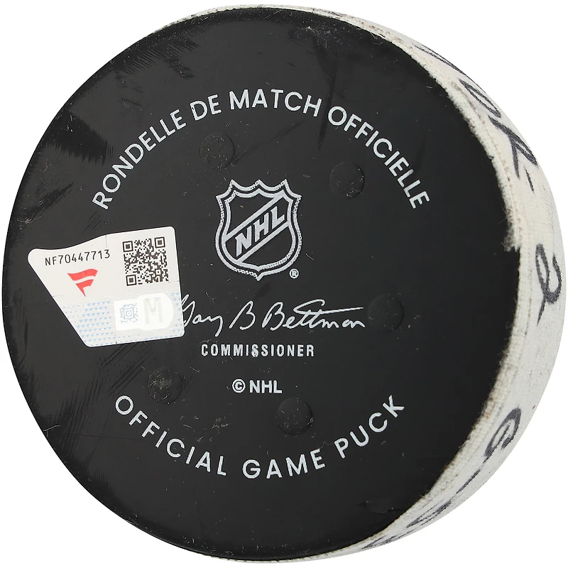 Easton Cowan Toronto Maple Leafs Game-Used Goal Puck from March 5, 2026 vs. New York Rangers