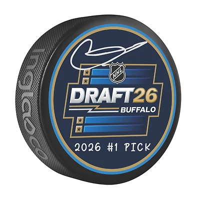 Gavin McKenna Toronto Maple Leafs Autographed 2026 NHL Draft Hockey Puck with "2026 #1 Pick" Inscription