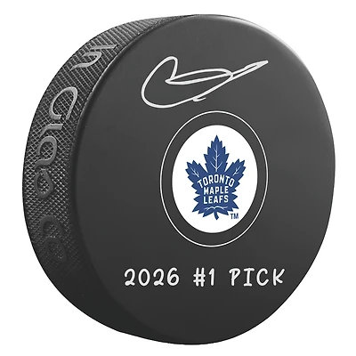 Gavin McKenna Toronto Maple Leafs Autographed Hockey Puck with "2026 #1 Pick" Inscription
