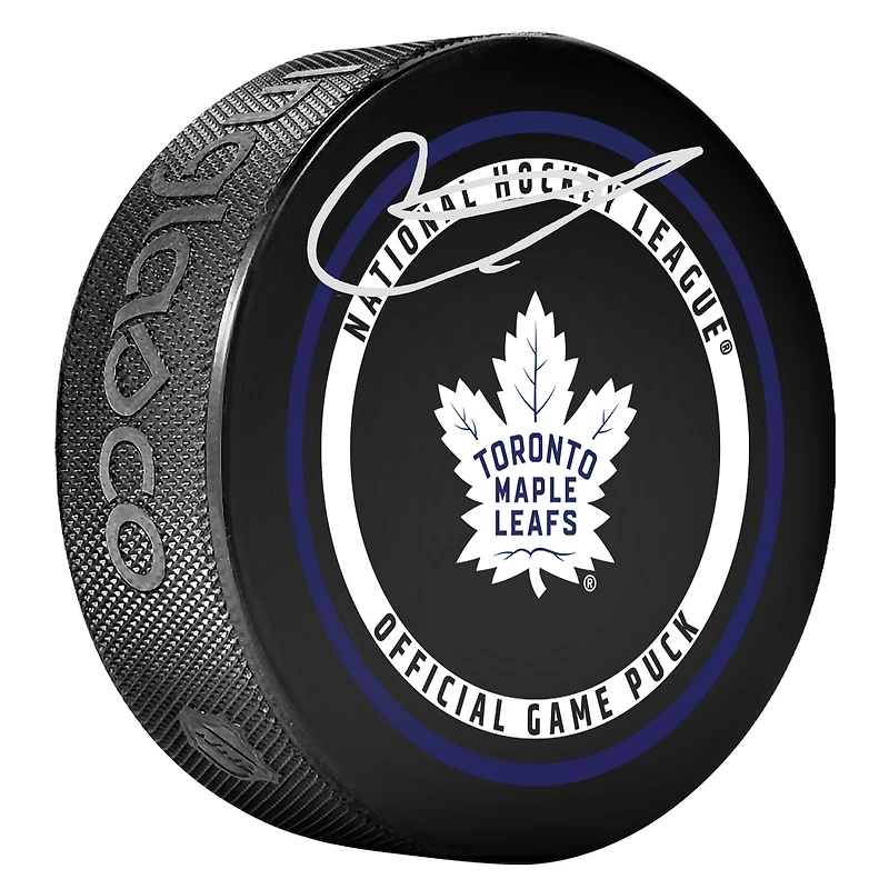 Rondelle de match officielle autographiée par Gavin McKenna des Maple Leafs de Toronto