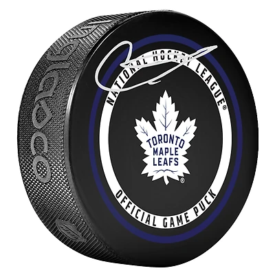 Rondelle de match officielle autographiée par Gavin McKenna des Maple Leafs de Toronto