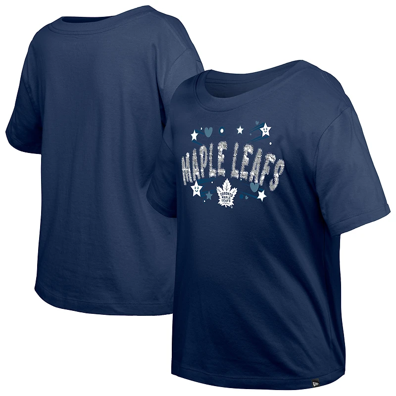 T-shirt à paillettes bleu marine pour fille New Era des Maple Leafs de Toronto