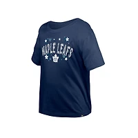 T-shirt à paillettes bleu marine pour fille New Era des Maple Leafs de Toronto