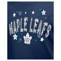 Girl's Youth New Era  Navy Toronto Maple Leafs Flip Sequin T-Shirt