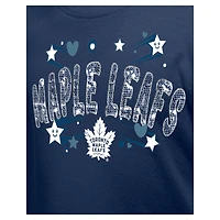 T-shirt à paillettes bleu marine pour fille New Era des Maple Leafs de Toronto