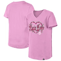 Girl's Youth New Era  Pink Toronto Maple Leafs Flip Sequin V-Neck T-Shirt