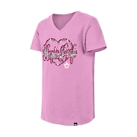 Girl's Youth New Era  Pink Toronto Maple Leafs Flip Sequin V-Neck T-Shirt
