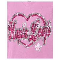 Girl's Youth New Era  Pink Toronto Maple Leafs Flip Sequin V-Neck T-Shirt