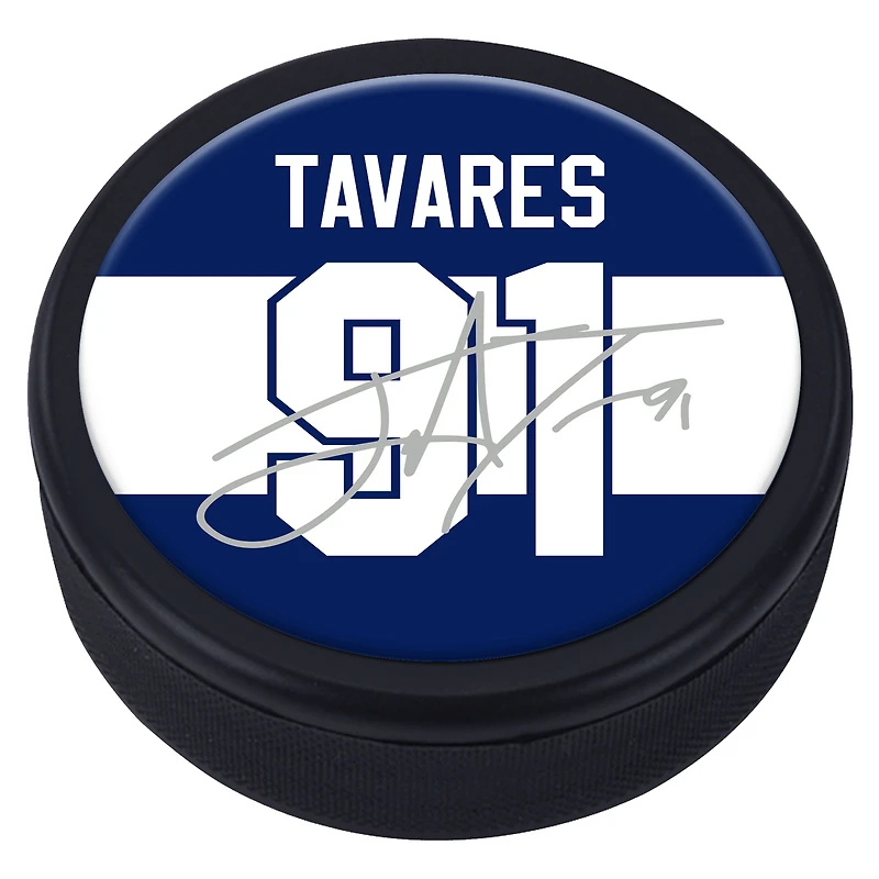 Rondelle de joueur souvenir de la LNH des Maple Leafs de Toronto de John Tavares avec réplique de la canette de signature