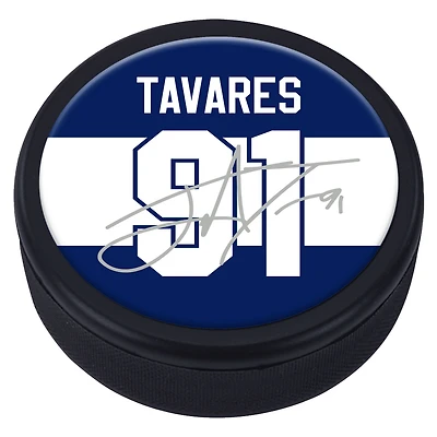 Rondelle de joueur souvenir de la LNH des Maple Leafs de Toronto de John Tavares avec réplique de la canette de signature