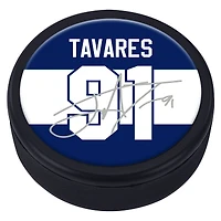 Rondelle de joueur souvenir de la LNH des Maple Leafs de Toronto de John Tavares avec réplique de la canette de signature