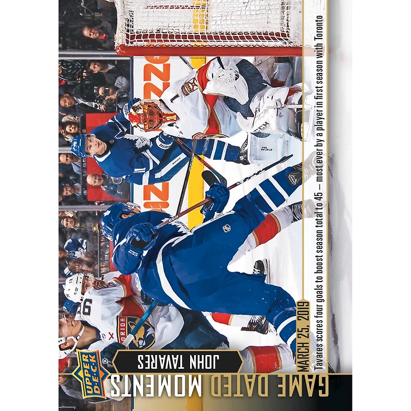 Carte à collectionner John Tavares des Maple Leafs de Toronto, non signée, 2018-19 Upper Deck Game Dated Moments n° 78 - Match à quatre buts contre les Panthers de la Floride
