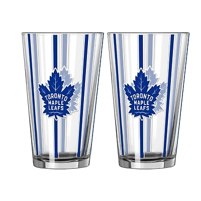 Logo Brands Toronto Maple Leafs Two-Piece 16oz. Striped Pint Glass Set