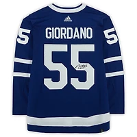 Maillot Adidas authentique bleu autographié par Mark Giordano des Maple Leafs de Toronto