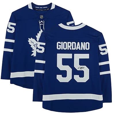 Maillot bleu autographié de Mark Giordano, des Maple Leafs de Toronto (Fanatics Breakaway)