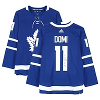 Maillot authentique adidas bleu autographié par Max Domi des Maple Leafs de Toronto