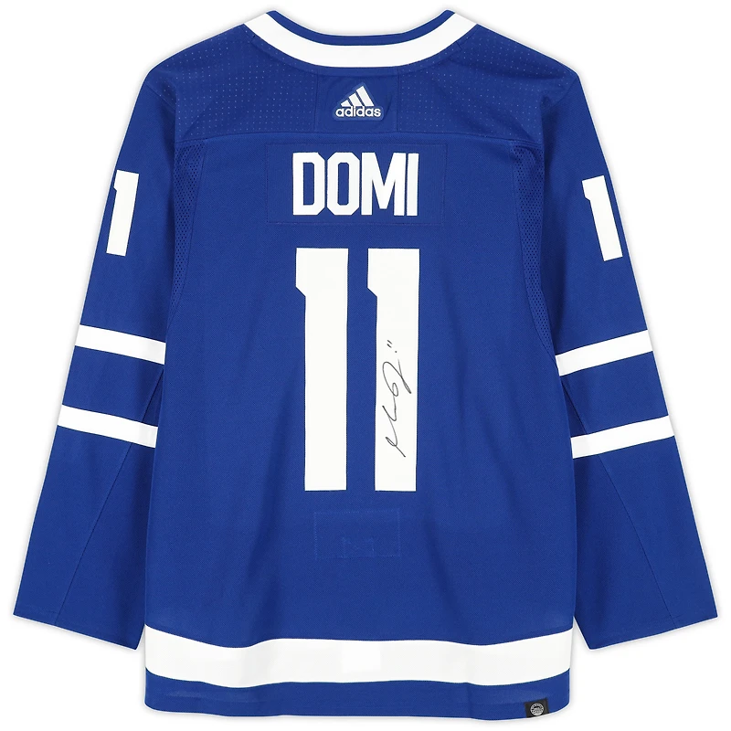 Maillot authentique adidas bleu autographié par Max Domi des Maple Leafs de Toronto