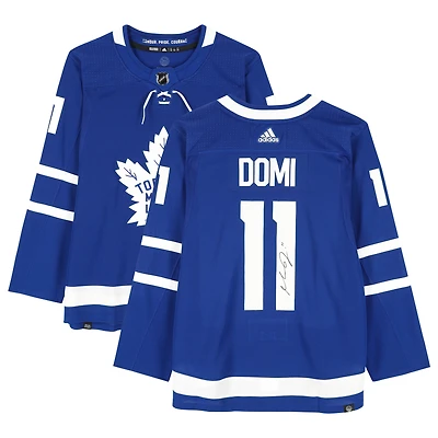Maillot authentique adidas bleu autographié par Max Domi des Maple Leafs de Toronto