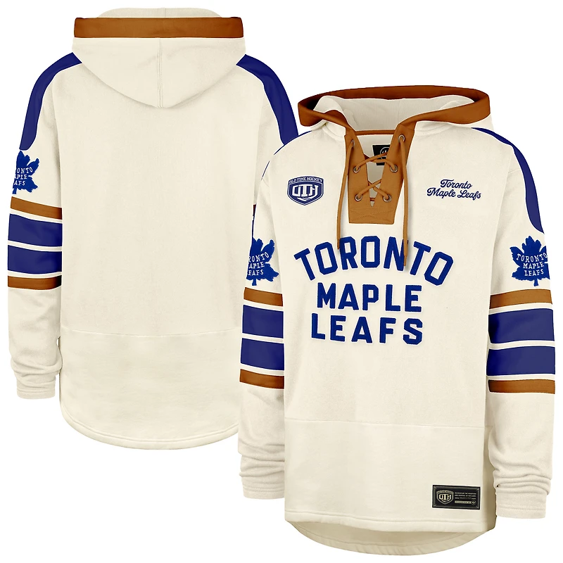 Men's '47  Cream Toronto Maple Leafs Old Time Hockey Lace-Up Pullover Hoodie
