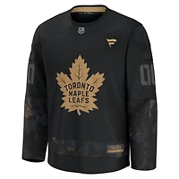 Maillot d'entraînement personnalisé d'appréciation militaire 2024 Fanatics pour hommes Toronto Maple Leafs noir