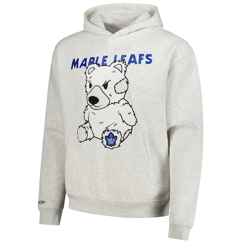 Sweat à capuche en peluche pour homme Mitchell & Ness Oatmeal Toronto Maple Leafs
