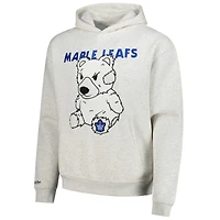 Sweat à capuche en peluche pour homme Mitchell & Ness Oatmeal Toronto Maple Leafs