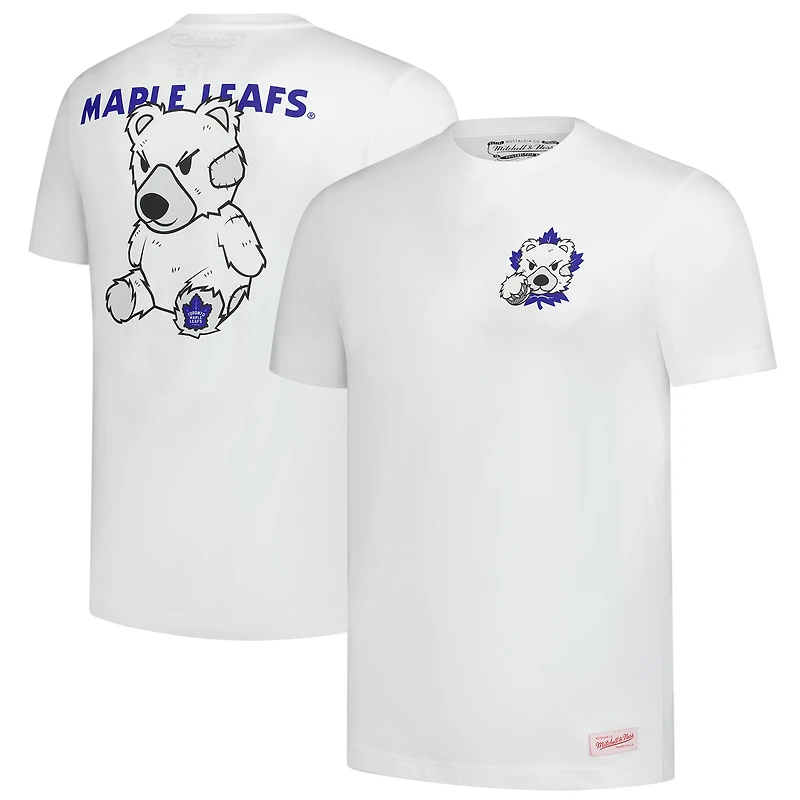 T-shirt en peluche blanc pour homme Mitchell & Ness avec logo des Maple Leafs de Toronto