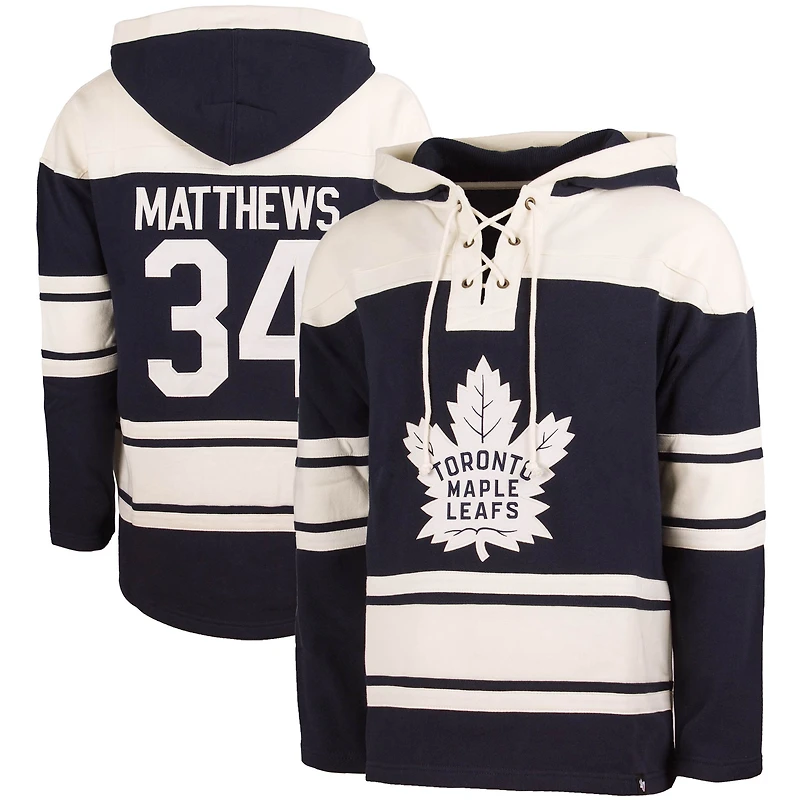 Chandail à capuchon avec numéro et nom du joueur des Maple Leafs de Toronto '47 Auston Matthews Navy pour homme