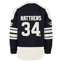 Men's '47 Auston Matthews Navy Toronto Maple Leafs Player Name & Number Sweep Check Eternal Lacer Sweatshirt