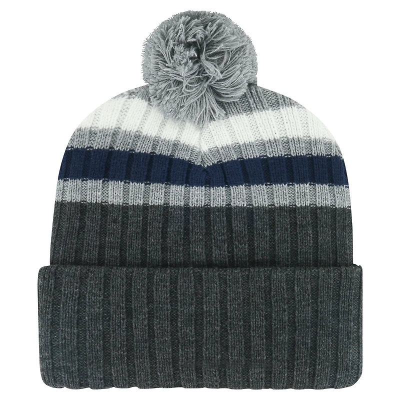 Bonnet en tricot à revers avec patch pile des Maple Leafs de Toronto '47 gris pour hommes avec pompon