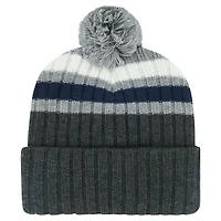 Bonnet en tricot à revers avec patch pile des Maple Leafs de Toronto '47 gris pour hommes avec pompon