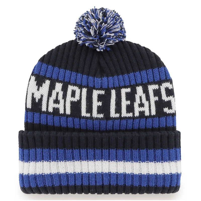 Bonnet en tricot à revers Bering des Maple Leafs de Toronto '47 bleu marine pour homme avec pompon