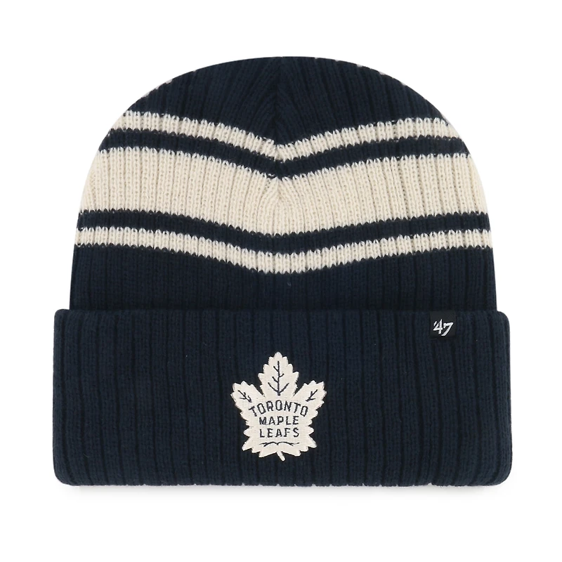 Bonnet tricoté à revers rayé marine '47' des Maple Leafs de Toronto