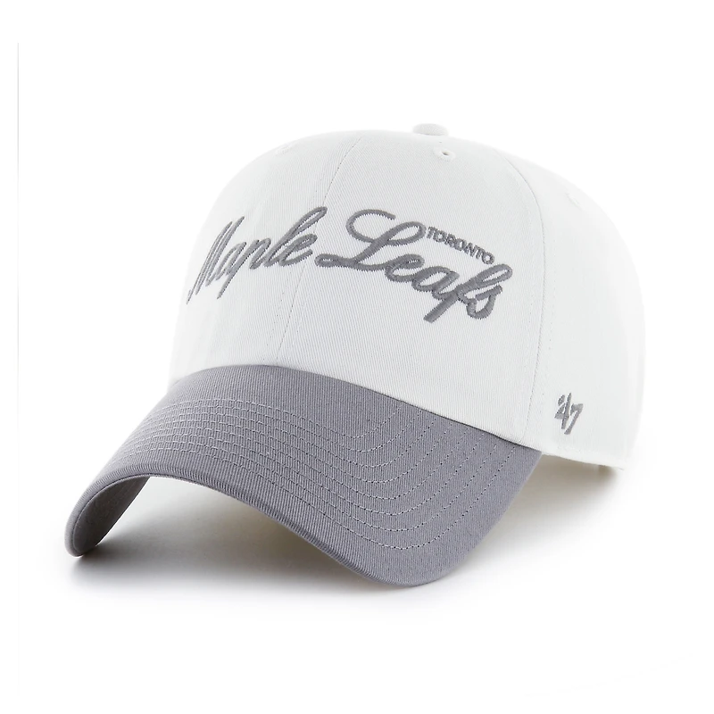 Men's '47 White/Gray Toronto Maple Leafs Foundational Two-Toned Clean Up Adjustable Hat