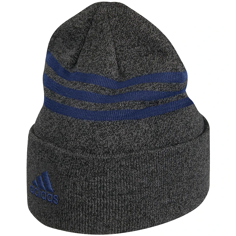 Men's adidas Charcoal Toronto Maple Leafs Three Stripe - Cuffed Knit Hat