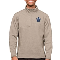 Men's Antigua Oatmeal Toronto Maple Leafs Course Quarter-Zip Pullover Top