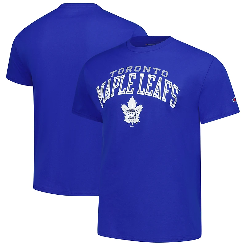 T-shirt bleu Champion pour homme avec logo principal des Maple Leafs de Toronto