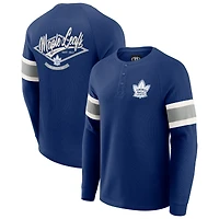 T-shirt Henley à manches longues raglan en tricot gaufré bleu marine pour homme de la collection Darius Rucker par Fanatics, Maple Leafs Toronto