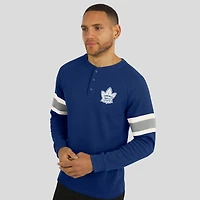 T-shirt Henley à manches longues raglan en tricot gaufré bleu marine pour homme de la collection Darius Rucker par Fanatics, Maple Leafs Toronto
