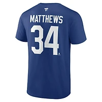 T-shirt bleu authentique avec nom et numéro de pile pour hommes Fanatics Auston Matthews des Maple Leafs Toronto