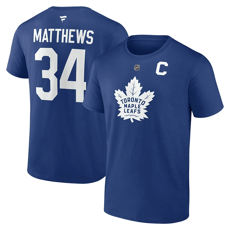 Men's Fanatics Auston Matthews Toronto Maple Leafs Authentic Stack Name & Number T-Shirt