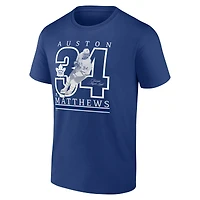 T-shirt bleu authentique avec nom et numéro Stack pour homme Fanatics Auston Matthews des Maple Leafs de Toronto
