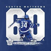 T-shirt bleu Fanatics Auston Matthews des Maple Leafs de Toronto pour hommes, grand et record buts