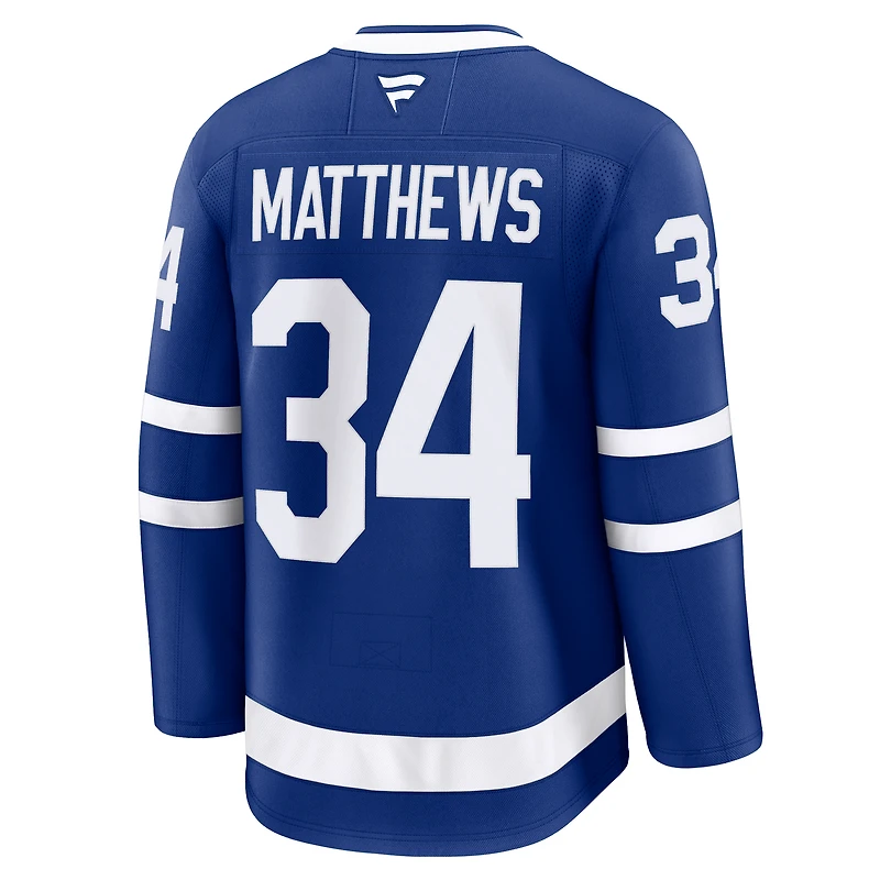 Maillot Fanatics Auston Matthews bleu des Maple Leafs de Toronto, domicile, avec écusson du capitaine, pour homme